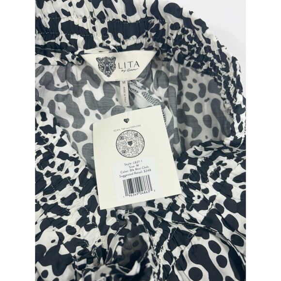 Lita by Ciara NWT Fluid‎ Print Tie Waist Pants In Black Mini Cheetah Size Medium - Picture 3 of 3